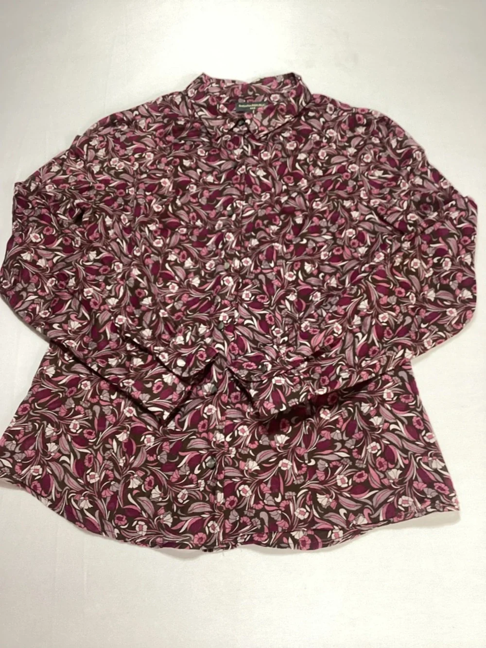 Banana Republic Maroon and Pink Floral Print Button-Down Shirt - Picture 4 of 10